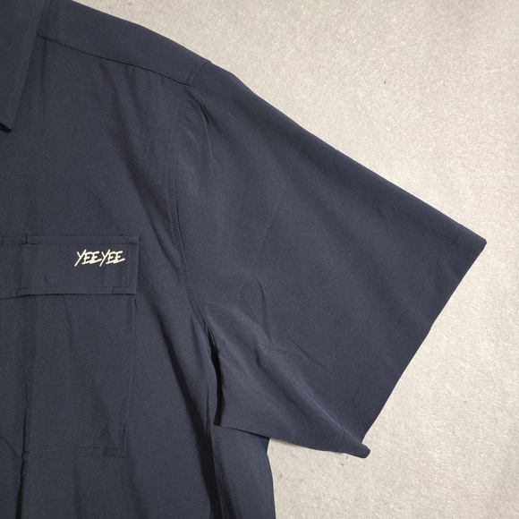 NWT Yee Yee Mens Navy The Maverick Button Up S/S Shirt Vented Size XXL - Picture 5 of 9